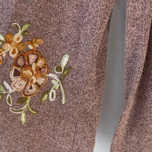 Anthropologie Fig & Flower Heather Pink Embroidered Tie Waist Cardigan S… - Picture 5 of 9